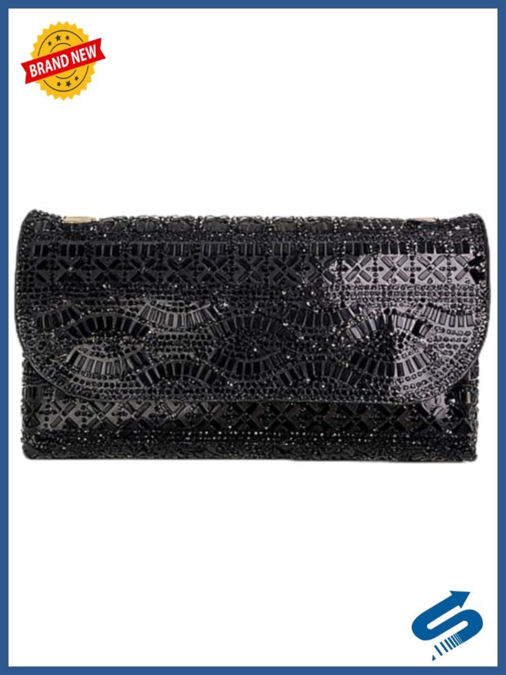 Rhinestone Clutch Evening Bag Double Chain Magnetic Flap Party Purse